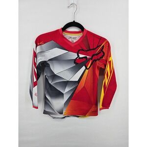 Fox Racing HC Youth Medium Red Grey Yellow Motocross Jersey Long Sleeve BMX MTB